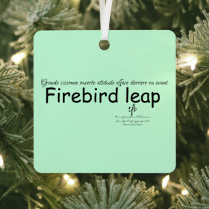 Firebird Leap Hot Pink en Black Sq. Metal Ormenas Metalen Ornament
