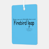 Firebird Leap Sky Blue en Black Sq. Metalen Ornament (Voorkant links)