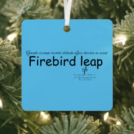 Firebird Leap Sky Blue en Black Sq. Metalen Ornament