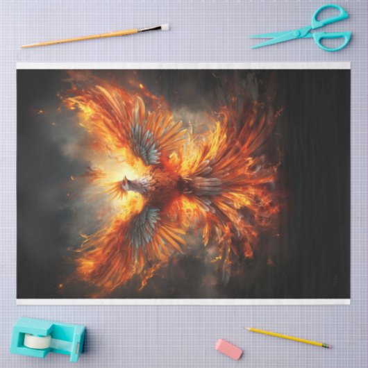 Firebird Phoenix op Fire Decoupage Tissuepapier (Craft)