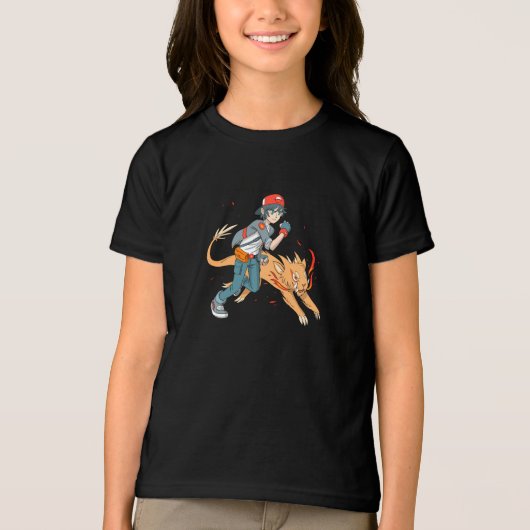 Firebound Duo Anime Inspired Fantasy Creature Tri-Blend Shirt (Voorkant)
