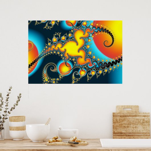 Fireburst Fractal Art Poster (Keuken)
