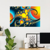 Fireburst Fractal Art Poster (Thuiskantoor)