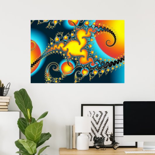 Fireburst Fractal Art Poster (Thuiskantoor)