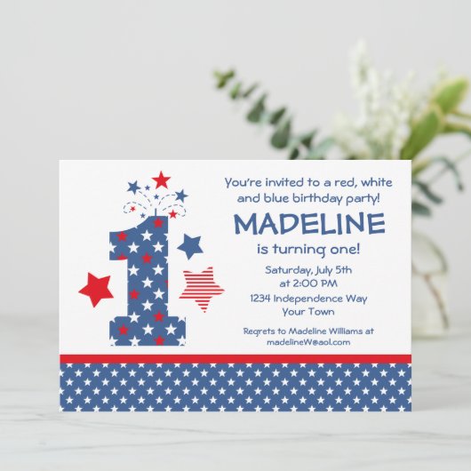 Firecracker 1e verjaardag kaart (Staand voorkant)