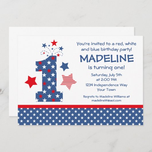 Firecracker 1e verjaardag kaart (Voorkant / Achterkant)