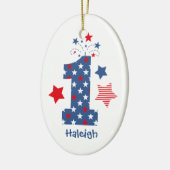 Firecracker 1e verjaardag keramisch ornament (Links)