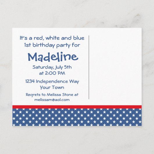 Firecracker 1st Birthday Briefkaart Invitation (Achterkant)