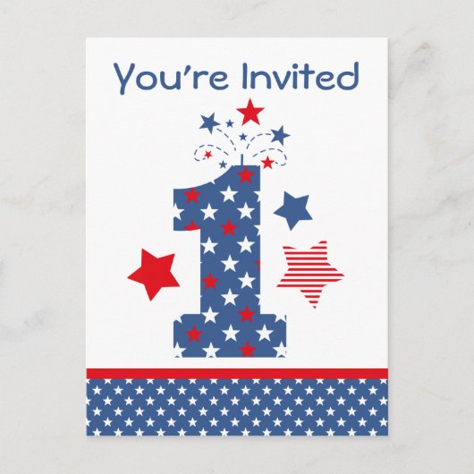 Firecracker 1st Birthday Briefkaart Invitation (Voorkant)