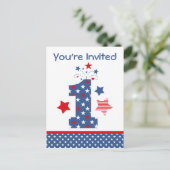 Firecracker 1st Birthday Briefkaart Invitation (Staand voorkant)