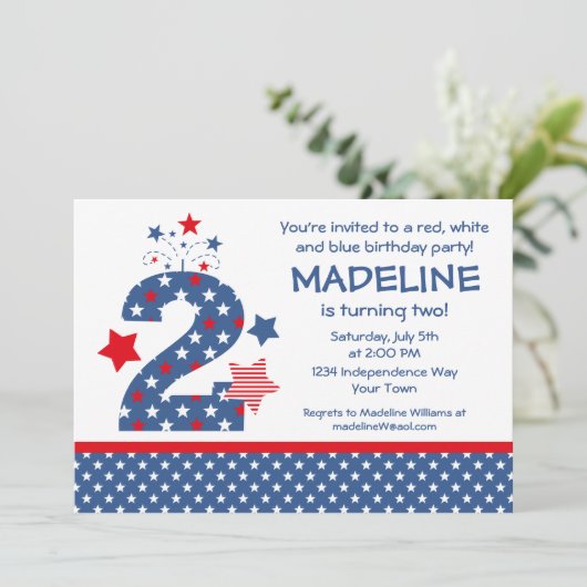 Firecracker 2e verjaardag kaart (Staand voorkant)