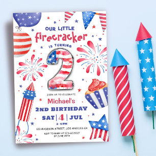 Firecracker 4 juli 2 Verjaardag Patriottisch Schat Kaart