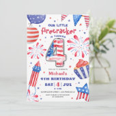 Firecracker 4 juli 4 Verjaardag Patriottisch Schat Kaart (Staand voorkant)