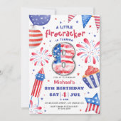 Firecracker 4 juli 8 Verjaardag Patriottisch Schat Kaart (Voorkant)