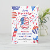 Firecracker 4 juli 8 Verjaardag Patriottisch Schat Kaart (Staand voorkant)