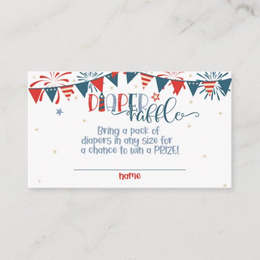 Firecracker 4 juli Baby shower Luier Raffle Informatiekaartje (Voorkant)