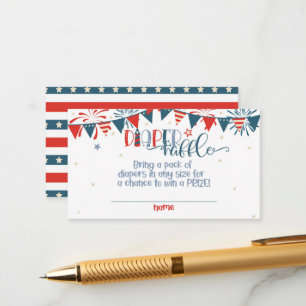 Firecracker 4 juli Baby shower Luier Raffle Informatiekaartje