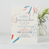 Firecracker 4 juli virtueel Baby shower Kaart (Staand voorkant)