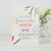 Firecracker 4 juli vuurwerk 1ste verjaardag kaart (Staand voorkant)