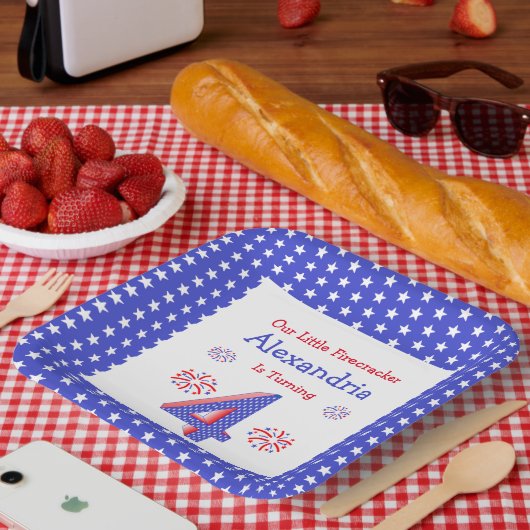Firecracker 4th Birthday Paper Borden Papieren Bordje (Picknick)