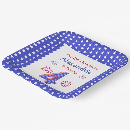 Firecracker 4th Birthday Paper Borden Papieren Bordje (Gebogen)