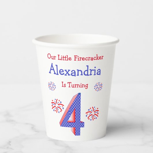 Firecracker 4th Birthday Papieren Bekers (Voorkant)