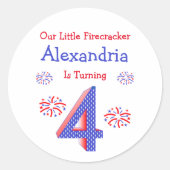 Firecracker 4th Birthday Ronde Sticker (Voorkant)