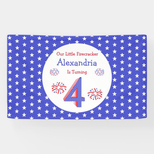 Firecracker 4th Birthday Spandoek (Horizontaal)