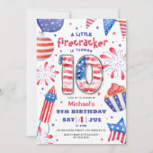 Firecracker 4th juli 10th Birthday Patriotic Schat Kaart (Voorkant)