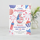 Firecracker 4th Juli 6th Verjaardag Patriottisch S Kaart (Staand voorkant)
