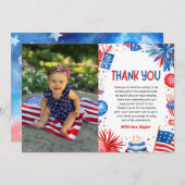 Firecracker 4th of July Verjaardag Dank u kaart (Voorkant / Achterkant)