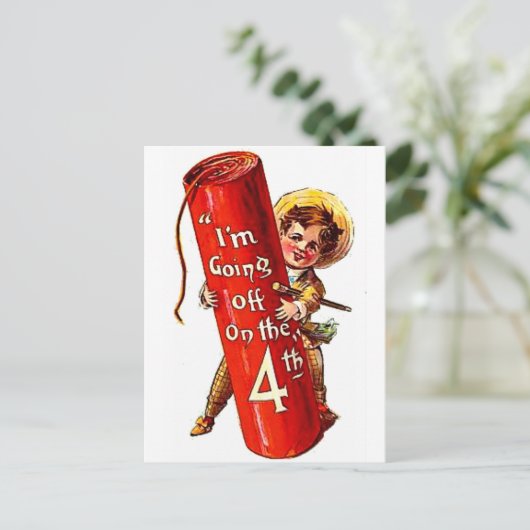 Firecracker Boy Joke 4 juli Briefkaart Art (Staand voorkant)