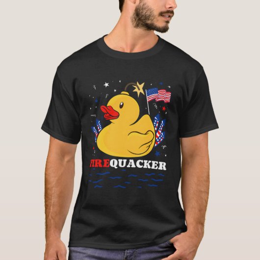Firecracker Duck 4 juli Patriottische Dag USA FLA T-shirt (Voorkant)