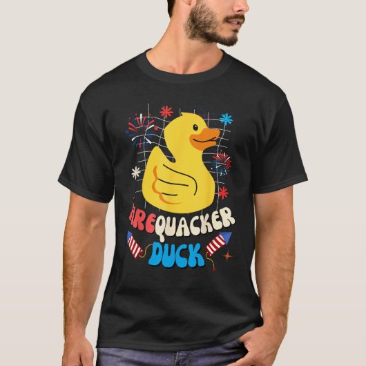 Firecracker Duck 4th of July Patriotic Day USA Fl T-shirt (Voorkant)