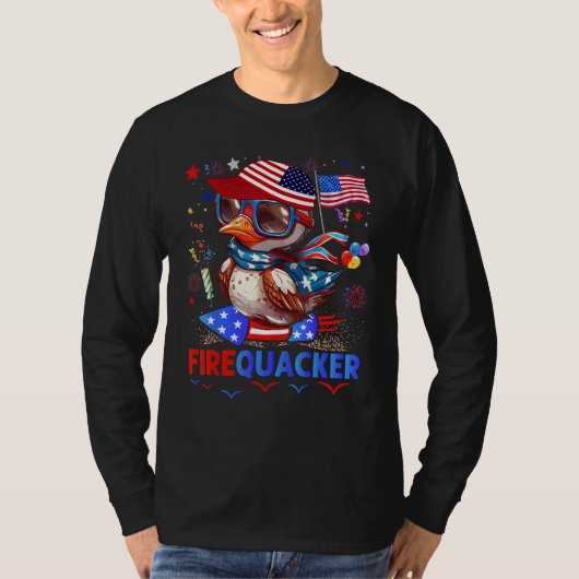 Firecracker Duck 4th of July Patriotic Day Usa Fla T-shirt (Voorkant)