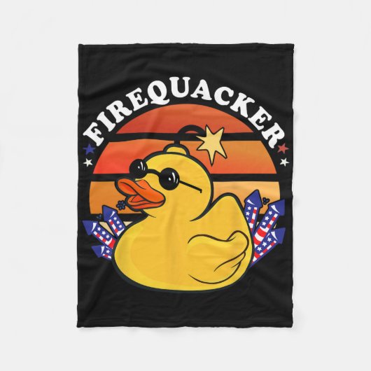 Firecracker Duck 4th of July Patriotic Day Verenig Fleece Deken (Voorkant)