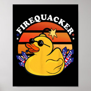 Firecracker Duck 4th of July Patriotic Day Verenig Poster