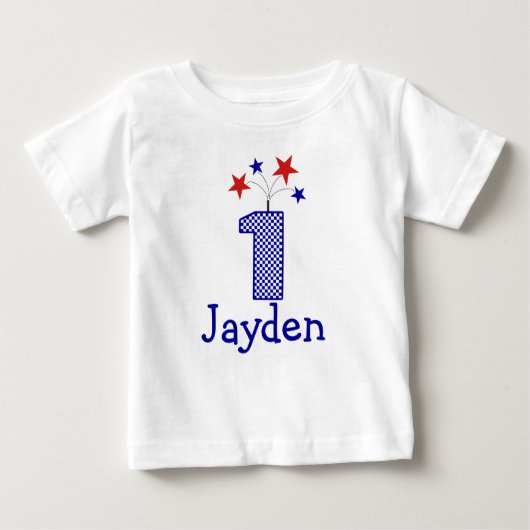 Firecracker Eerste verjaardag shirt 1 jaar (Voorkant)