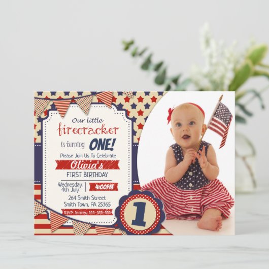 Firecracker Genderneutraal 4 juli Kaart (Staand voorkant)