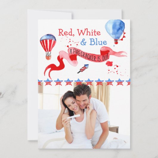 Firecracker heeft een rode, witte blauwe foto Zwan Aankondiging (Voorkant)