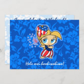 Firecracker Hula Meisje Patriottische Uitnodiginge Kaart (Voorkant / Achterkant)