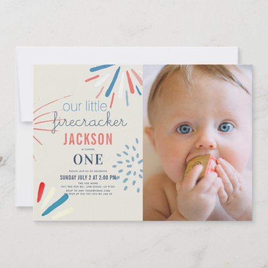 Firecracker Juli 4de Foto van het Vuurwerk 1e verj Kaart (Voorkant)