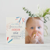 Firecracker Juli 4de Foto van het Vuurwerk 1e verj Kaart (Staand voorkant)