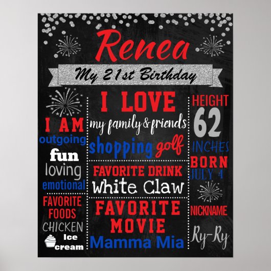 firecracker july 4th Adult 21st Birthday-teken Poster (Voorkant)