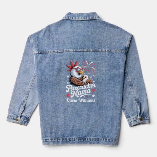 Firecracker Mama 4 juli overeenkomende familie Denim Jacket (Achterkant)