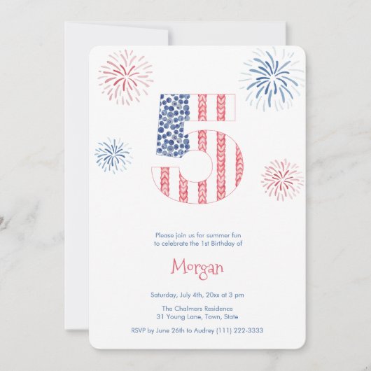 Firecracker Memorial Day 5th verjaardagsfeestje Kaart (Voorkant)