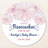 Firecracker onderweg! 4 juli Baby Ronde Kartonnen Onderzetter (Voorkant)