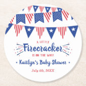 Firecracker onderweg! 4 juli Baby Ronde Kartonnen Onderzetter (Voorkant)