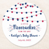 Firecracker onderweg! 4 juli Baby Ronde Kartonnen Onderzetter (Voorkant)