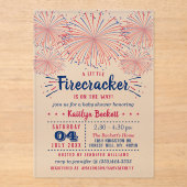 Firecracker onderweg! 4 juli Baby shower Acryl Uitnodigingen (Voorkant)